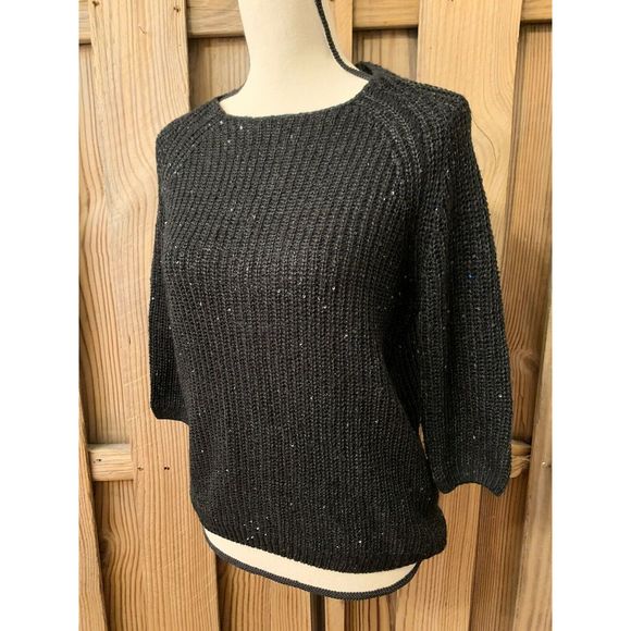 Zara Black Sequin Sweater Womens S - Picture 4 of 7